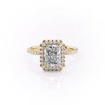 2.1 CT Radiant Cut Halo Pave Setting Moissanite Engagement Ring 11