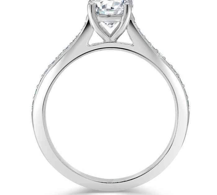 0.75 CT Round Cut Solitaire Moissanite Engagement Ring With Channel Setting 2