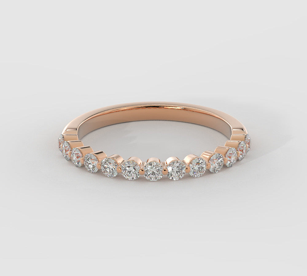 0.35 TCW Round Cut Half Eternity Moissanite Wedding Band 1