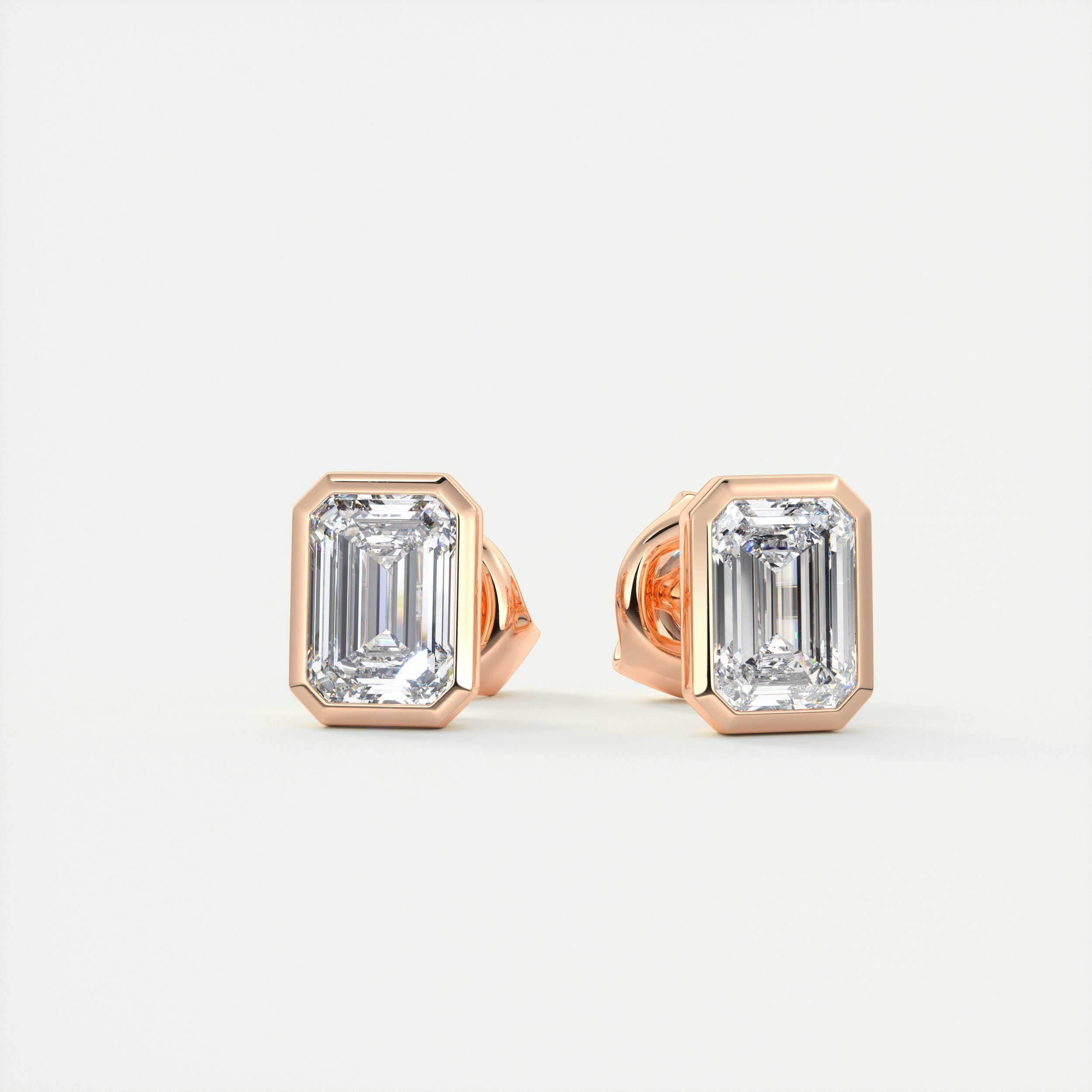 1.0 CT Emerald Bezel Solitaire CVD G/VS Diamond Earrings 7