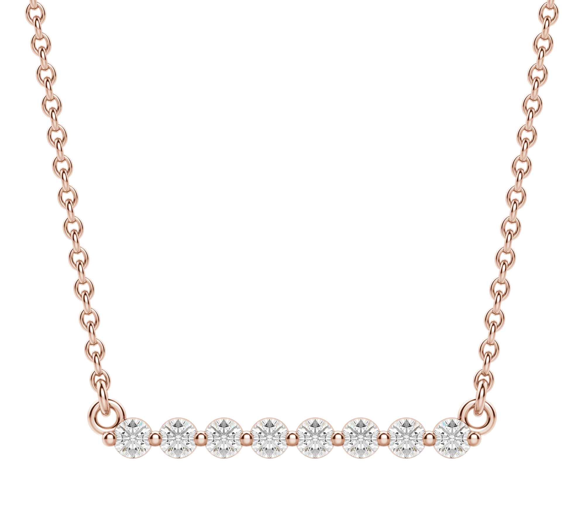 0.24 CT Round Cut Shared Prong Bar Necklace Moissanite Diamond Necklace 2