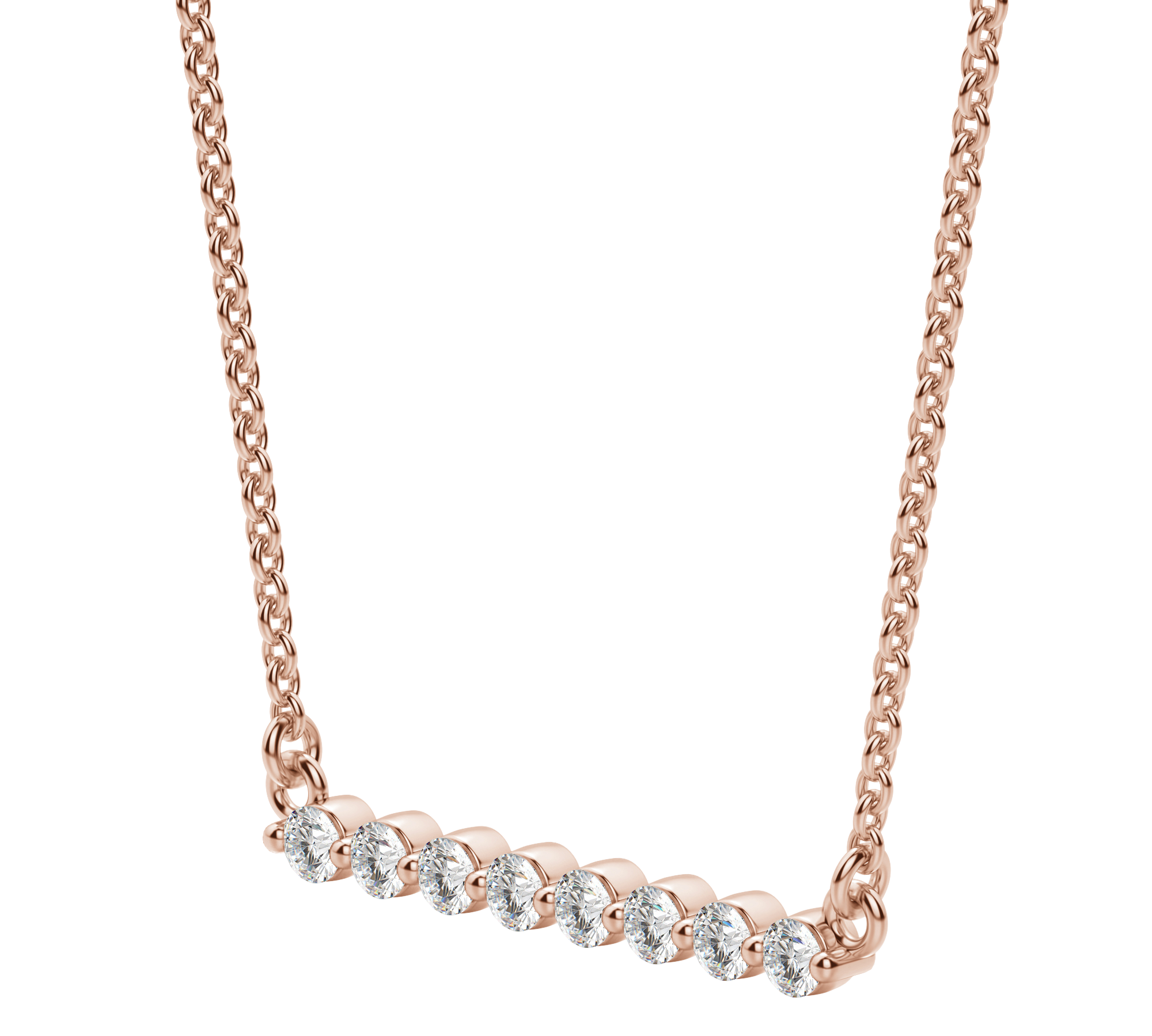 0.24 CT Round Cut Shared Prong Bar Necklace Moissanite Diamond Necklace 3