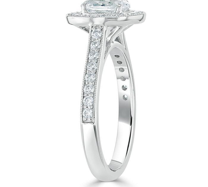 1.0 CT Oval Cut Halo Pave Moissanite Engagement Ring 3