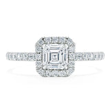1.0 CT Asscher Cut Halo Pave Moissanite Engagement Ring 1