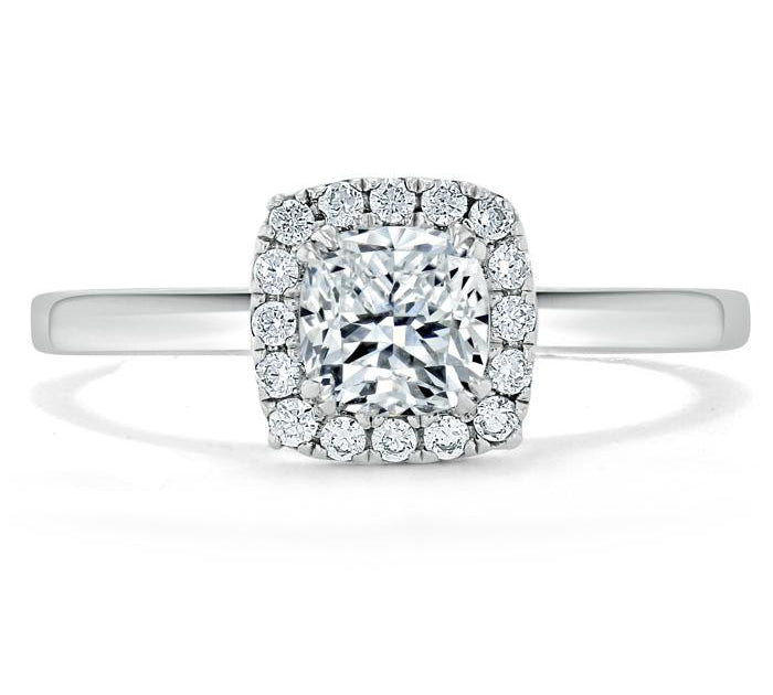 0.75 CT Cushion Cut Halo Moissanite Engagement Ring 1