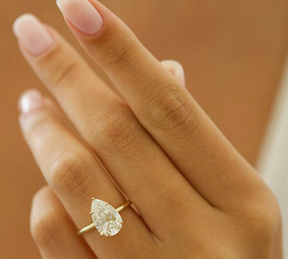 3.10 CT Pear Cut Solitaire Style Moissanite Engagement Ring 1