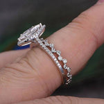 1.0 CT Marquise Cut Halo Moissanite Bridal Ring Set 4