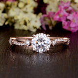 1.60 CT Round Cut Solitaire Twisted Pave Moissanite Engagement Ring 1