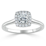 0.75 CT Cushion Cut Halo Moissanite Engagement Ring 2