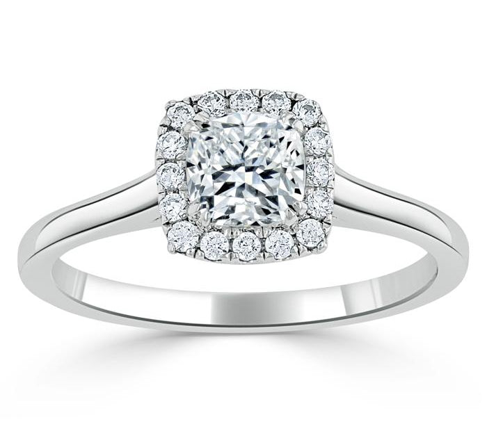 0.75 CT Cushion Cut Halo Moissanite Engagement Ring 2