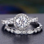 1.0 CT Round Cut Halo Moissanite Bridal Ring Set 3