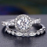 1.0 CT Round Cut Halo Moissanite Bridal Ring Set 3