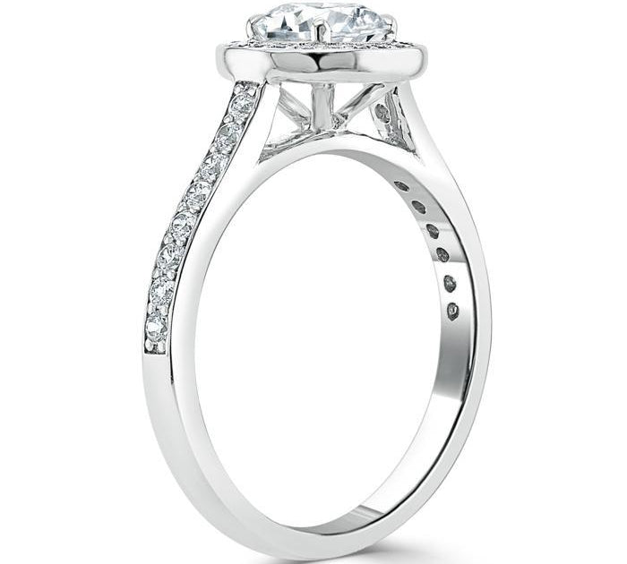 0.75 CT Round Cut Halo Pave Moissanite Engagement Ring 3