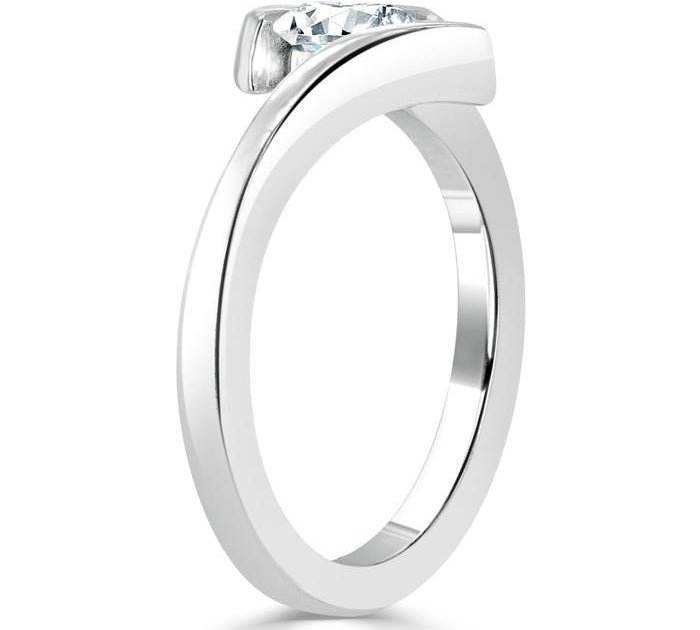 0.75 CT Oval Cut Solitaire Bypass Setting Moissanite Engagement Ring 3