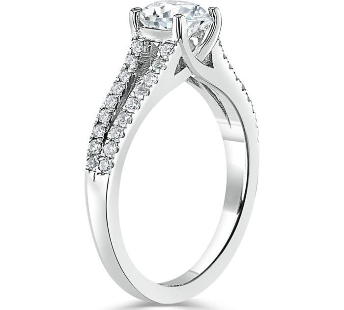 0.75 CT Round Cut Solitaire Split Shank Style Moissanite Engagement Ring 3