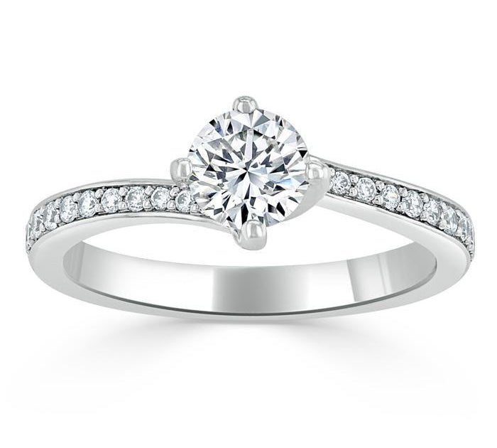 0.75 CT Round Cut Solitaire Bypass Pave Moissanite Engagement Ring 2