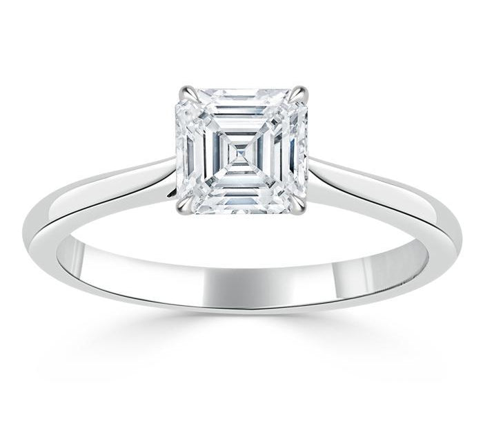 1.0 CT Asscher Cut Solitaire Moissanite Engagement Ring 2