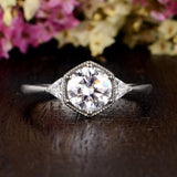 1.60 CT Round Cut Three Stone Moissanite Engagement Ring 1