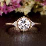 1.60 CT Round Cut Three Stone Moissanite Engagement Ring 3