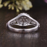 1.0 CT Round Cut Halo Pave Moissanite Engagement Ring 7