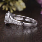 1.0 CT Round Cut Halo Pave Moissanite Engagement Ring 5