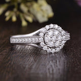 1.0 CT Round Cut Halo Pave Moissanite Engagement Ring 3