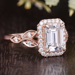 1.0 CT Emerald Cut Halo Moissanite Engagement Ring 3