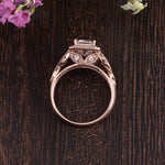 1.0 CT Emerald Cut Halo Moissanite Engagement Ring 6