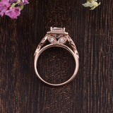 1.0 CT Emerald Cut Halo Moissanite Engagement Ring 6