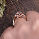 1.0 CT Emerald Cut Halo Moissanite Engagement Ring 4