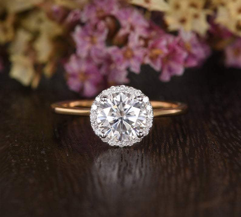 1.90 CT Round Cut Halo Moissanite Engagement Ring 1