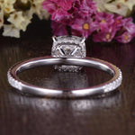 0.75 CT Cushion Hidden Halo Pave Moissanite Engagement Ring 5