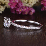 0.75 CT Cushion Hidden Halo Pave Moissanite Engagement Ring 3