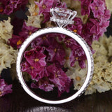 0.75 CT Cushion Hidden Halo Pave Moissanite Engagement Ring 4