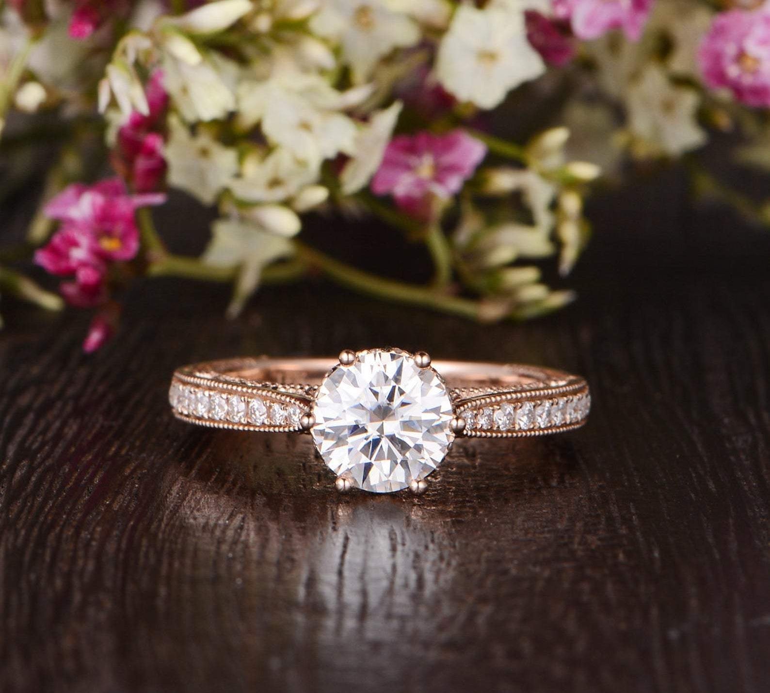 1.35 CT Round Cut Solitaire Moissanite Engagement Ring 1