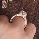 1.60 CT Round Cut Halo Split Shank Setting Moissanite Engagement Ring 5