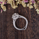 1.60 CT Round Cut Halo Split Shank Setting Moissanite Engagement Ring 4