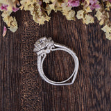 1.60 CT Round Cut Halo Split Shank Setting Moissanite Engagement Ring 4
