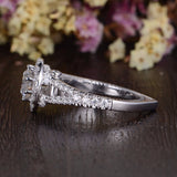 1.60 CT Round Cut Halo Split Shank Setting Moissanite Engagement Ring 3