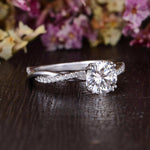 1.60 CT Round Cut Twisted Pave Setting Moissanite Engagement Ring 3