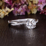 1.60 CT Round Cut Twisted Pave Setting Moissanite Engagement Ring 3