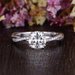 1.60 CT Round Cut Twisted Pave Setting Moissanite Engagement Ring 1