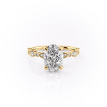 2.10 CT Oval Solitaire & Milgrain Pave Moissanite Engagement Ring 7