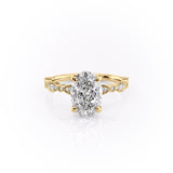 2.10 CT Oval Solitaire & Milgrain Pave Moissanite Engagement Ring 7