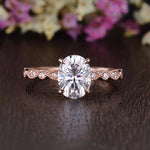 0.75 CT Oval Milgrain Pave Setting Moissanite Engagement Ring 1