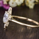 0.75 CT Oval Cluster Halo Moissanite Engagement Ring 4