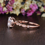 0.75 CT Oval Milgrain Pave Setting Moissanite Engagement Ring 6