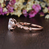 0.75 CT Oval Milgrain Pave Setting Moissanite Engagement Ring 6