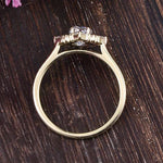 0.75 CT Oval Cluster Halo Moissanite Engagement Ring 5