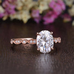 0.75 CT Oval Milgrain Pave Setting Moissanite Engagement Ring 4